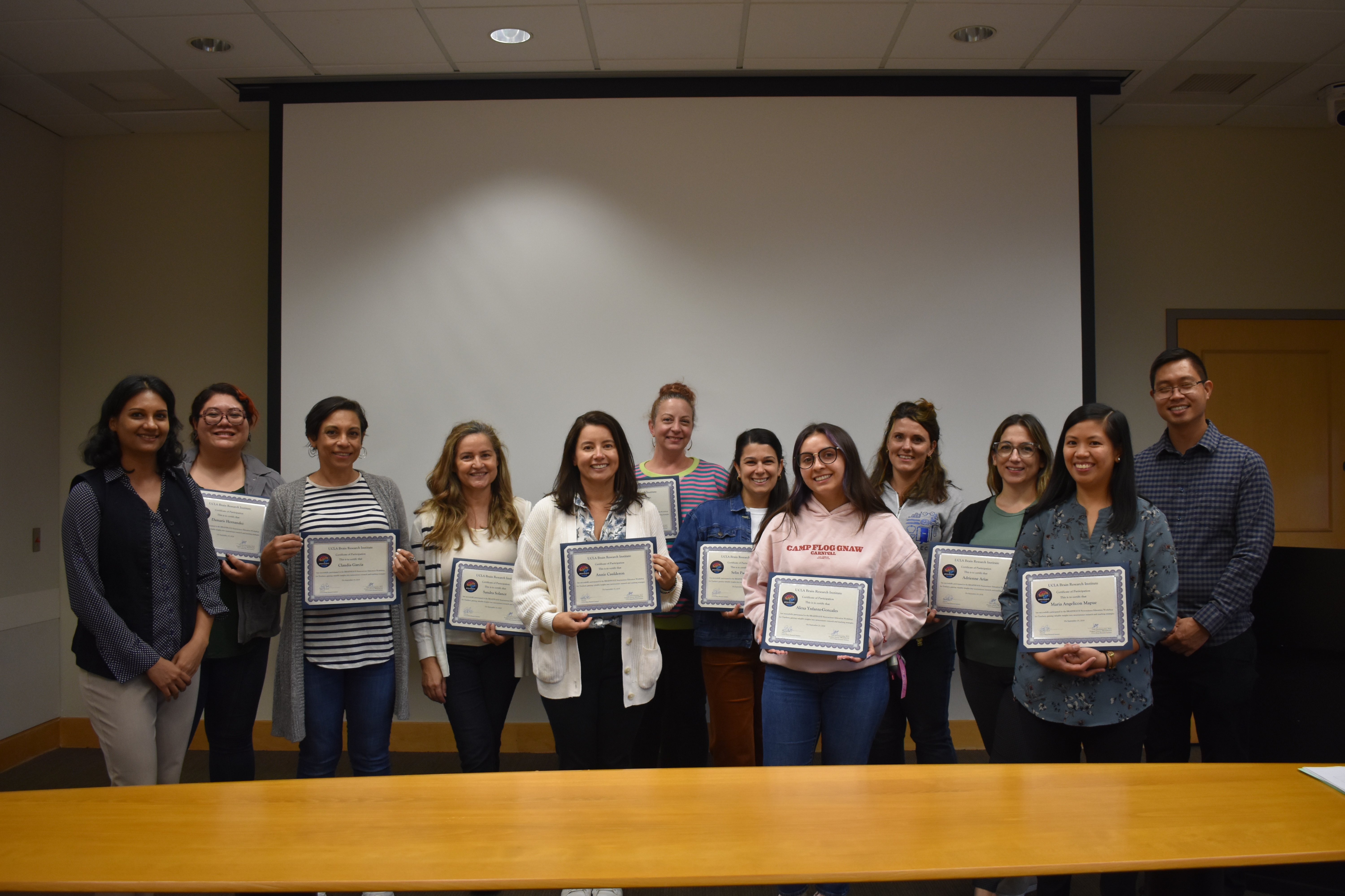 Teachers celebrating with BRAINWAVE certificates